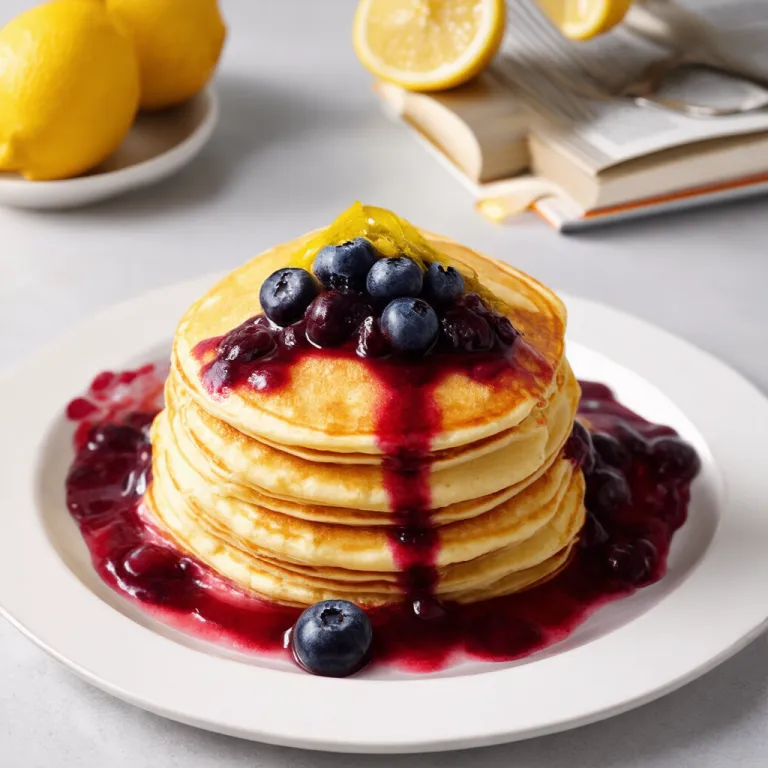 Lemon Ricotta Pancakes with Blueberry Compote