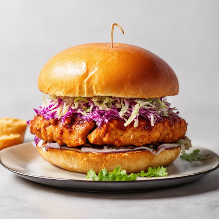 Asian Teriyaki Chicken Burger with Crunchy Cabbage Slaw