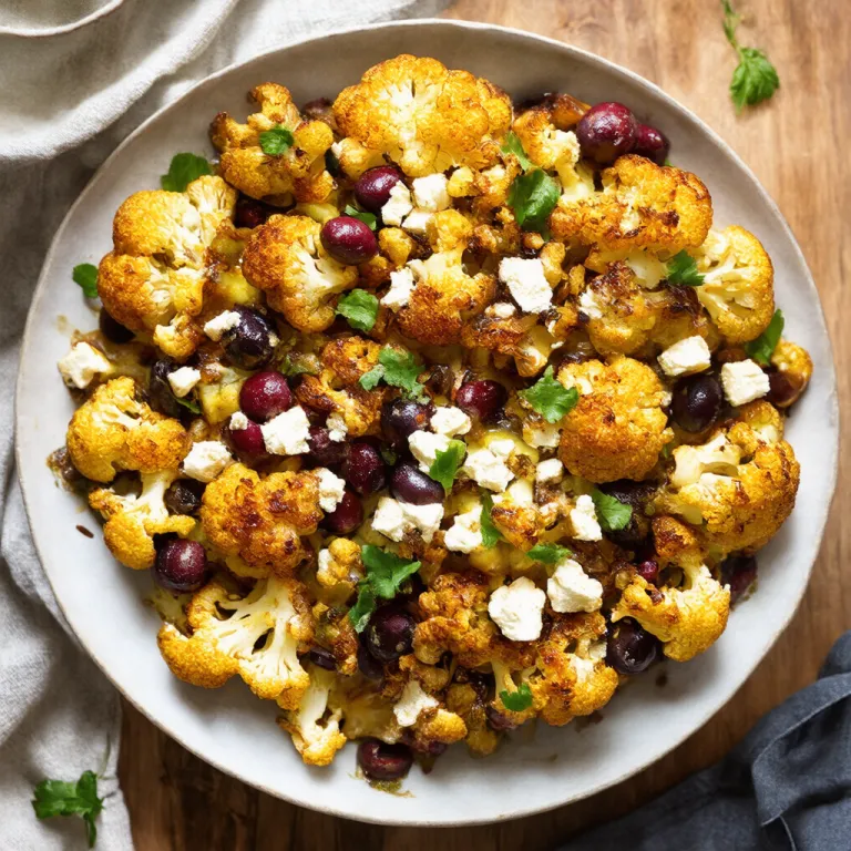 Mediterranean Roast Cauliflower with Olives and Feta