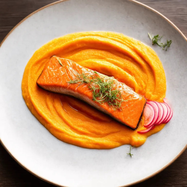 Miso Gochujang-Glazed Salmon with Sweet Potato Puree