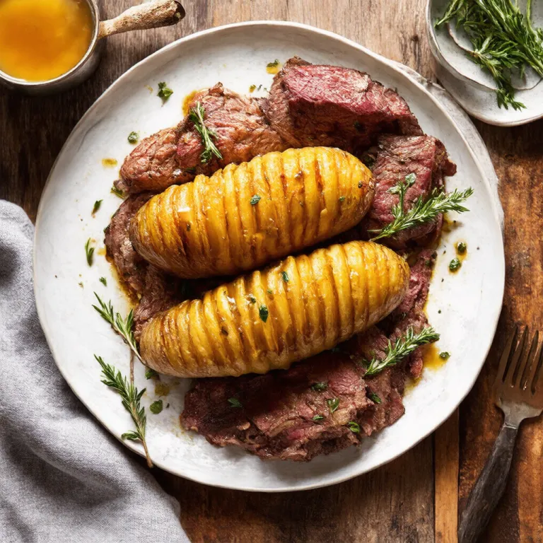 Garlic Herb Hasselback Potatoes with Beef Broth Glaze