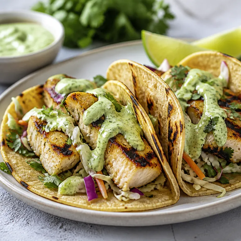 Grilled Mahi-Mahi Tacos with Coriander-Lime Crema